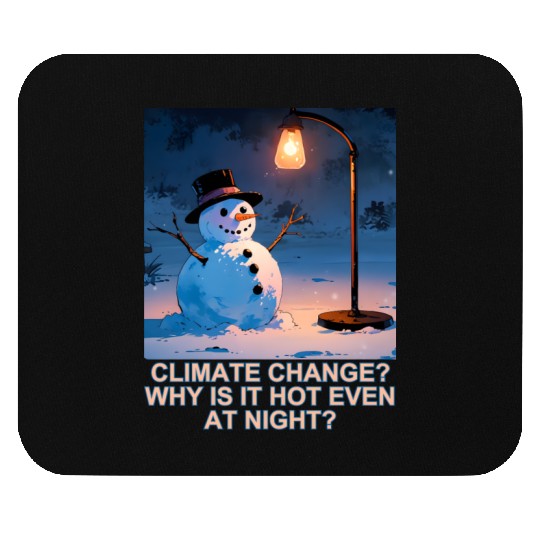 Frosty Snowman Under Street Lights Christmas Mouse Pads