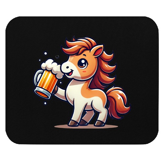 Cute Pony Drinking Beer 3 Mouse Pads