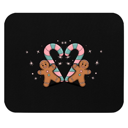 Festive Candy Cane & Gingerbread Holidays Mouse Pads