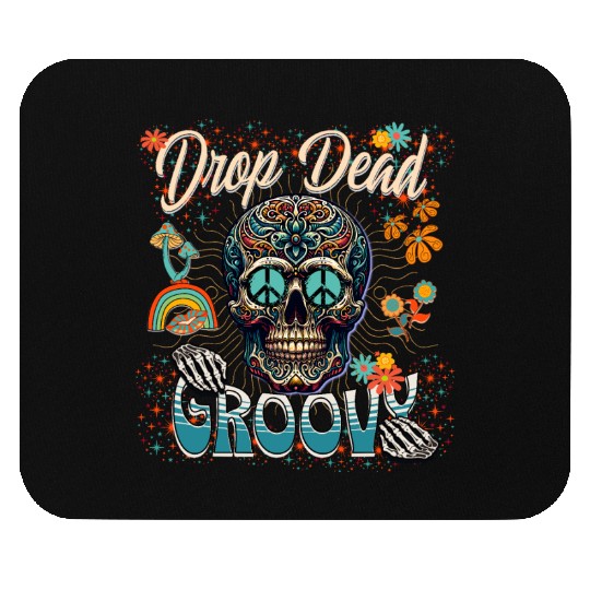 Drop Dead Groovy Psychedelic Skull Mouse Pads