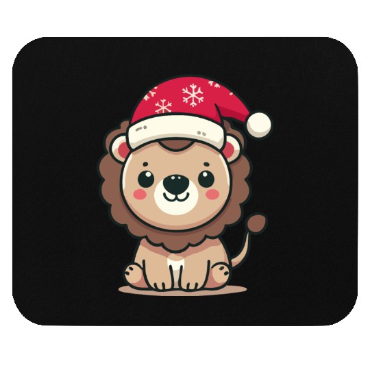 lion cub with christmas hat Mouse Pads