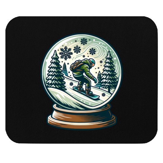 Snowboarding Adventure in Winter Wonderland Mouse Pads