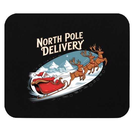 North Pole Delivery with Santa and Reindeer Mouse Pads