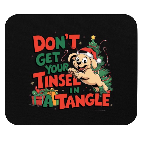 Puppy Tinsel in a Tangle Mouse Pads