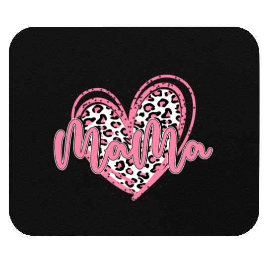 Heart Mama Valentines Pink Leopard Mouse Pads