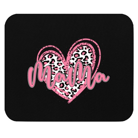 Heart Mama Valentines Pink Leopard Mouse Pads