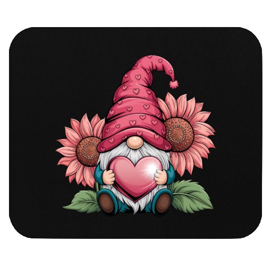 Happy Valentines Gnome with Sunflower Mouse Pads