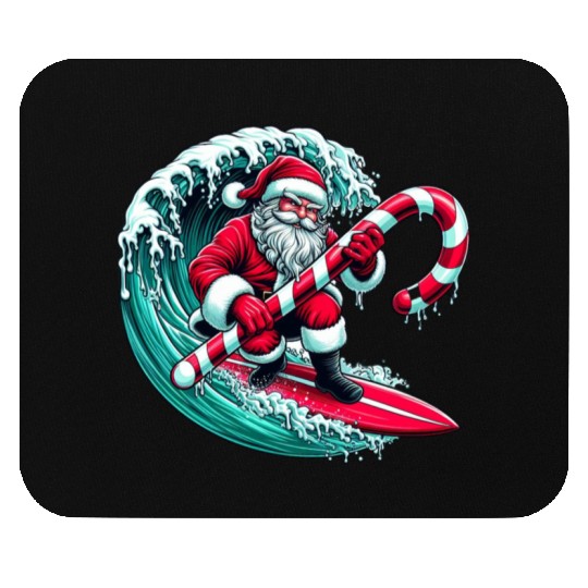 Santa Surfing Candy Cane Wave - Christmas Gifts Mouse Pads