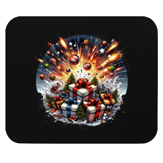 Exploding Presents Fireworks - Christmas Gifts Mouse Pads