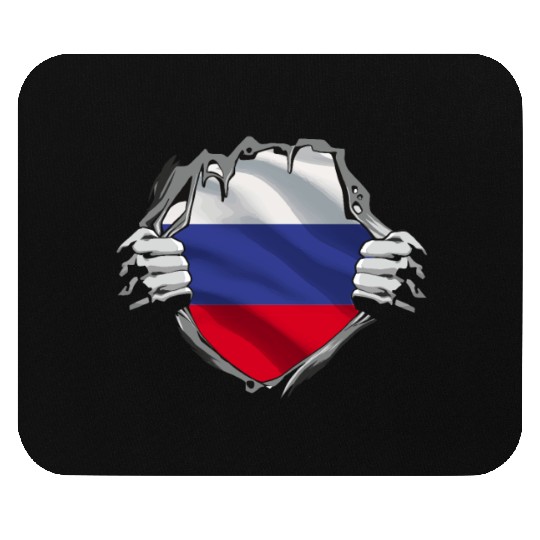 Russian Flag Breaking Through Design Mouse Pads