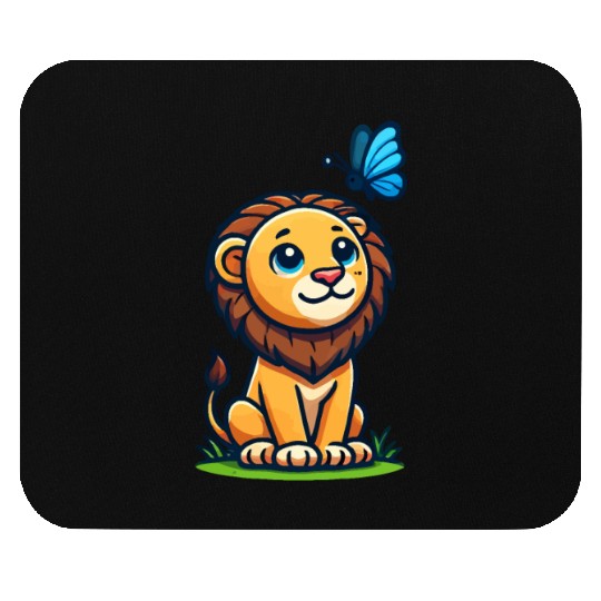 lion and butterfly Mouse Pads