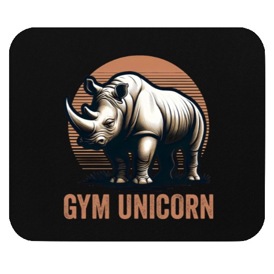 Gym Unicorn Rhino Rhinoceros Safari Vintage Mouse Pads