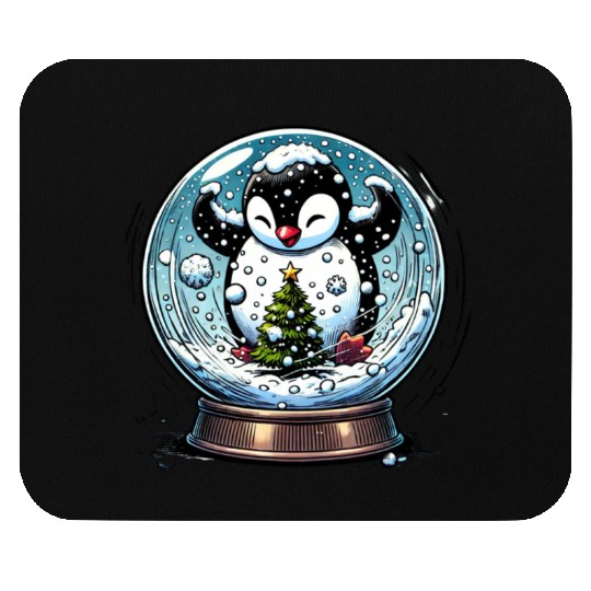 Penguin in a Snow Globe: Christmas Storm & Cheer Mouse Pads