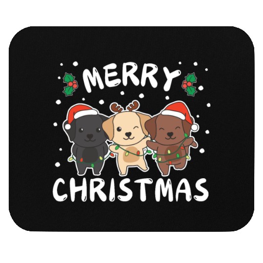 Merry Christmas Cute Labrador Festive Lights Mouse Pads