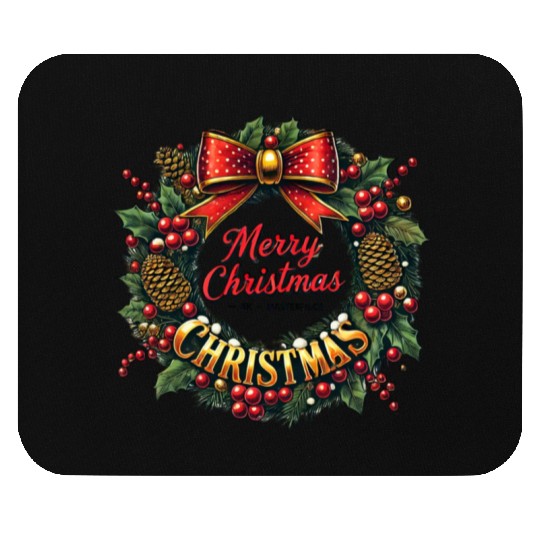 1950s Christmas Wreath - Vintage Holiday Cheer Mouse Pads