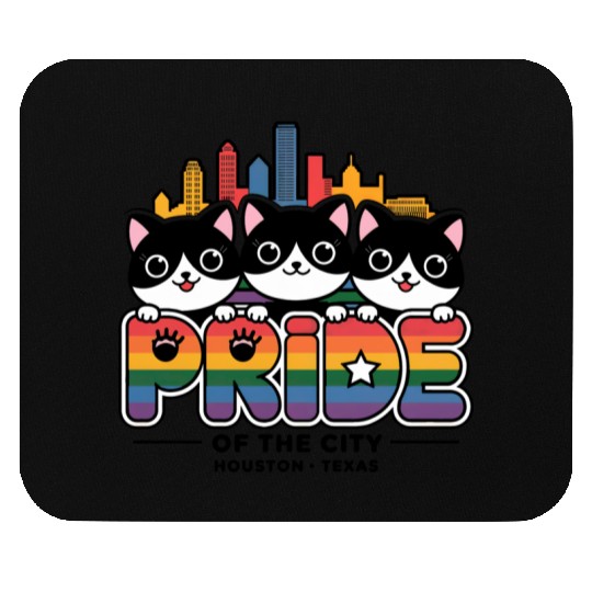 Pride of Houston City Texas USA Rainbow Flag Mouse Pads