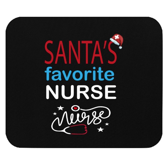Christmas SANTA'S FAVORITE NURSE Mouse Pads