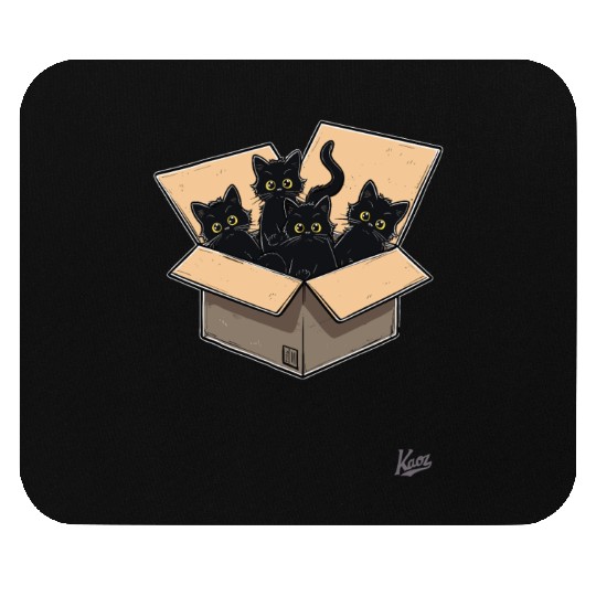 Cardboard Box Full of Black Cat Kittens Mouse Pads