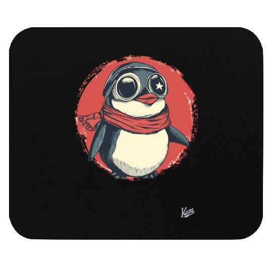 Cute Happy Penguin with Glasses and Scarf Mouse Pads