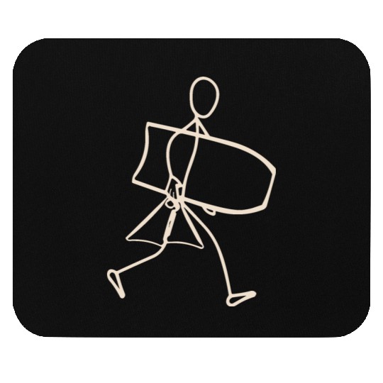 Surfer walking with Bodyboard Mouse Pads