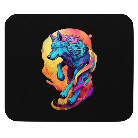 Colored wolf dog Mouse Pads