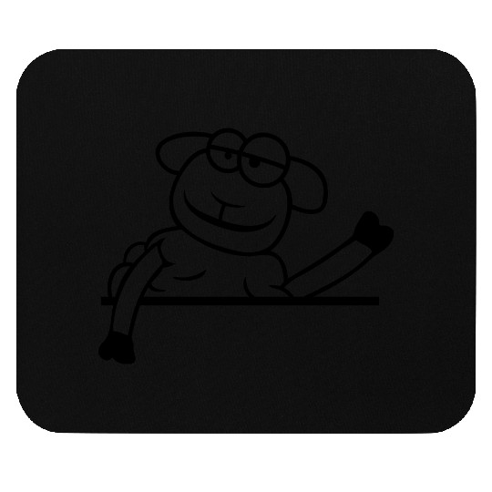 Sheep Waving Behind Wall Fence Sign Cool Smile Fun Mouse Pads
