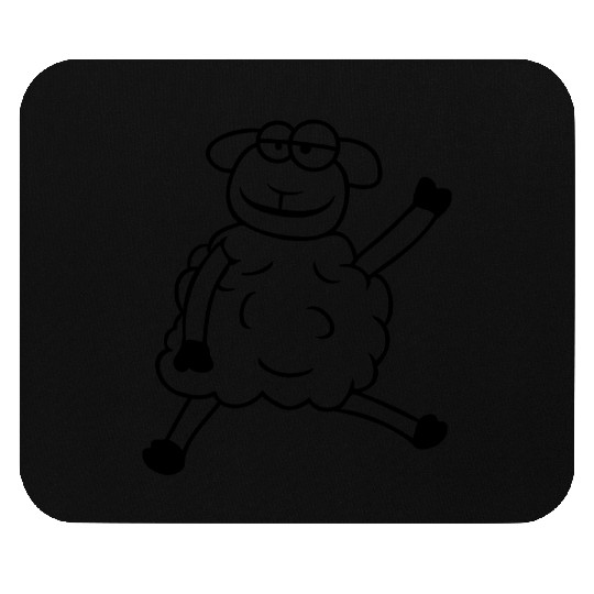 Sheep Sitting Waving Greeting Happy Smile Cool Fun Mouse Pads