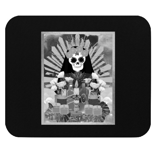 Butterfly Black and White Santa Muerte Mouse Pads