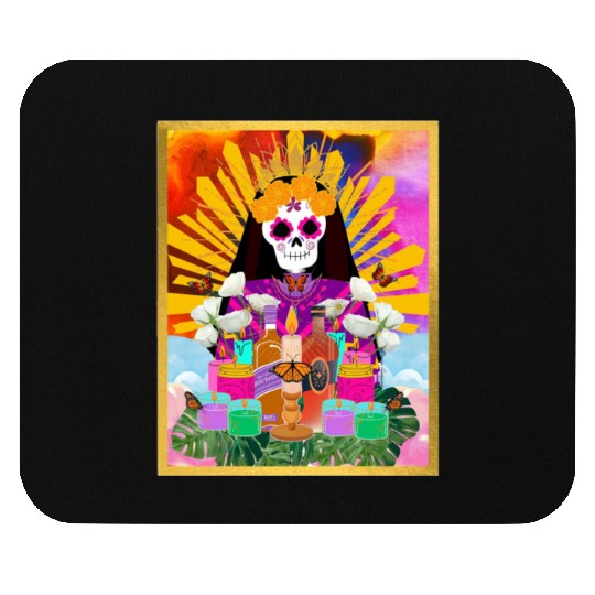 Rainbow Butterfly Santa Muerte Mouse Pads