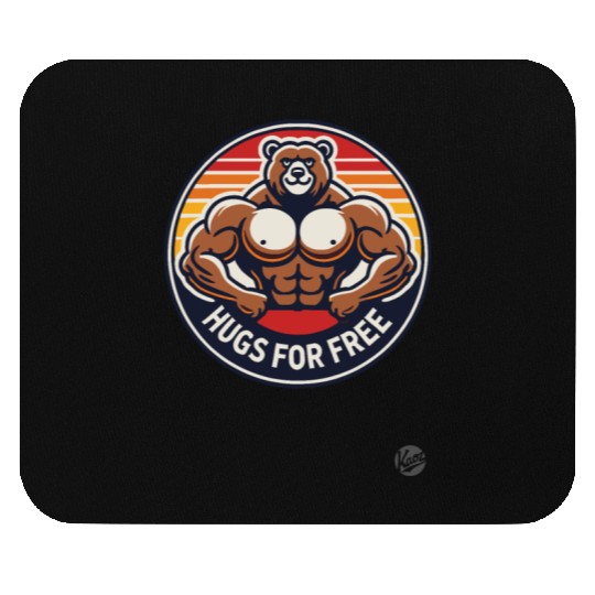 Bodybuilder Bear Gives Free Hugs Mouse Pads