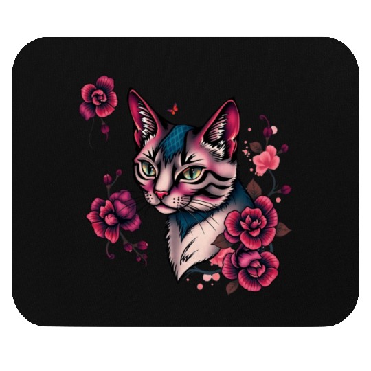Rainbow Cat Realistic Watercolor Cute Cat Paint Co Mouse Pads