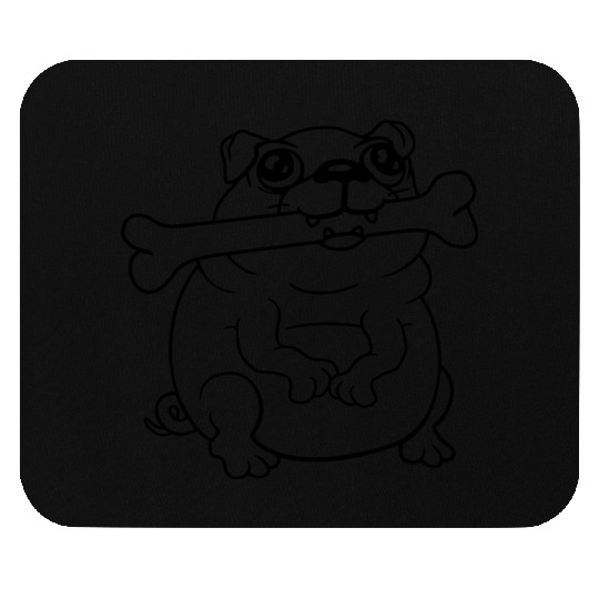 Pug Dog Bone Mouth Hunger Delicious Happy Cool Fun Mouse Pads