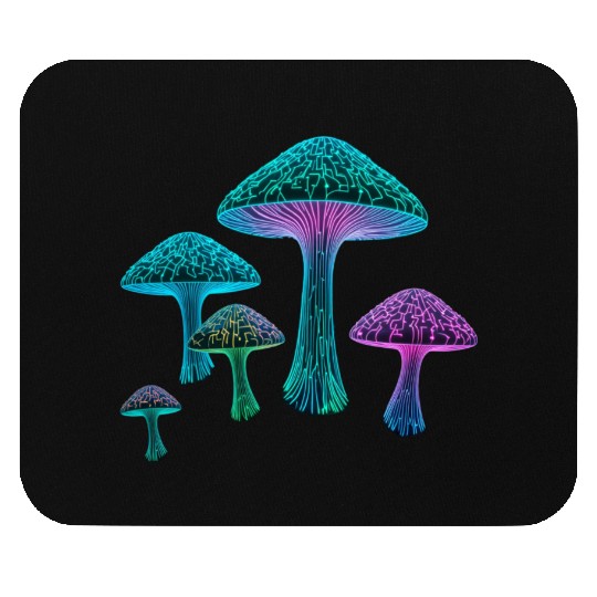Psychedelic Neon Fungi Glow Mouse Pads