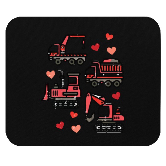 Valentines Construction Trucks Boys Kids Toddler Mouse Pads