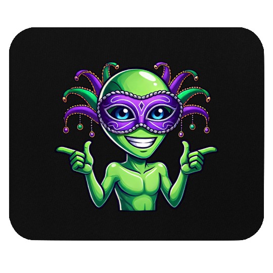 Mardi Gras Alien Cartoon Veggie Fun Mouse Pads