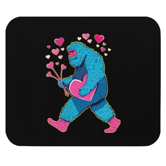 Bigfoot Heart Valentine's Day Boys Girls Kids Lov Mouse Pads