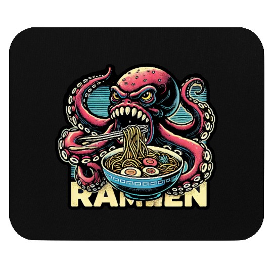 monster octopus eat ramen lover Mouse Pads