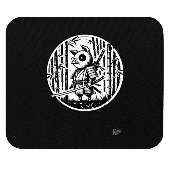 Pig Samurai in Bamboo Forest Mouse Pads
