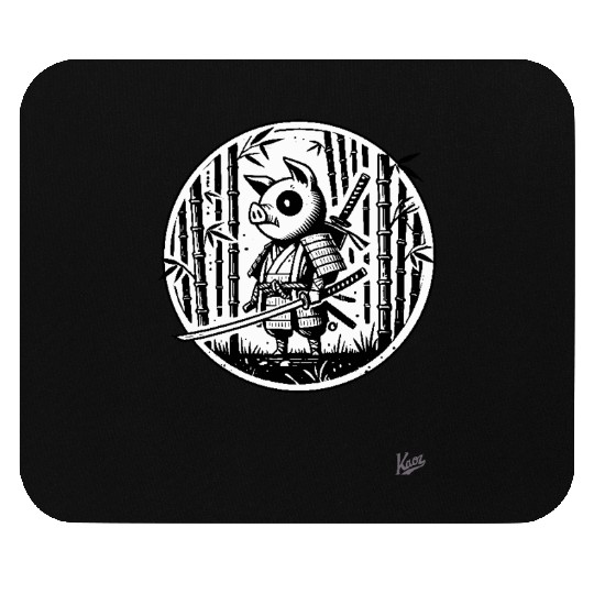 Pig Samurai in Bamboo Forest Mouse Pads