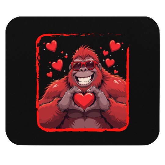 Heart Valentines Day Bigfoot Design Boys Kids Mouse Pads