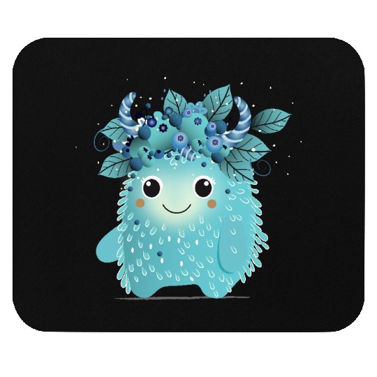 Cute Blueberry Monster - Fruity and Playful Mouse Pads