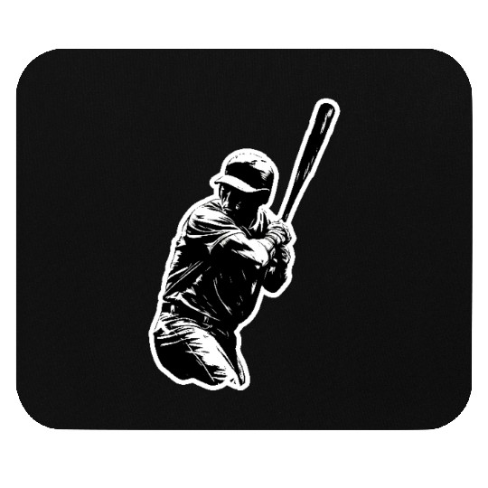 Baseball Player Black And White Mouse Pads