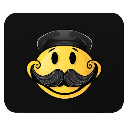 Happy face with mustache Mouse Pads