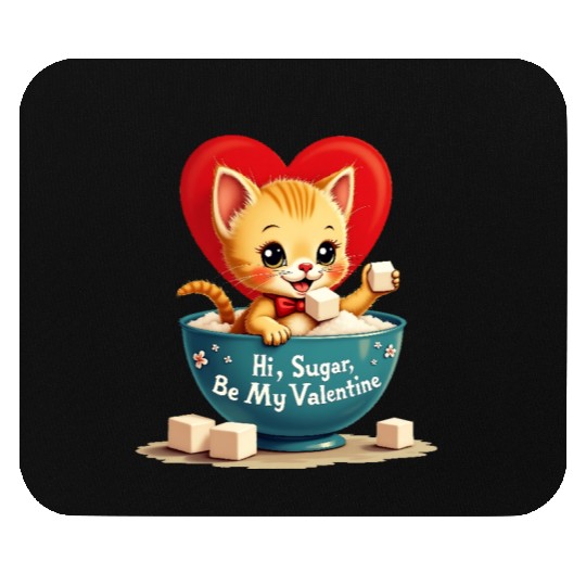 Hi Sugar Vintage Kitten Valentine s Day Card Mouse Pads