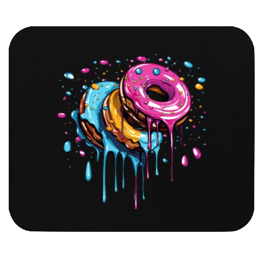 drippy flying donuts graphic design Mouse Pads