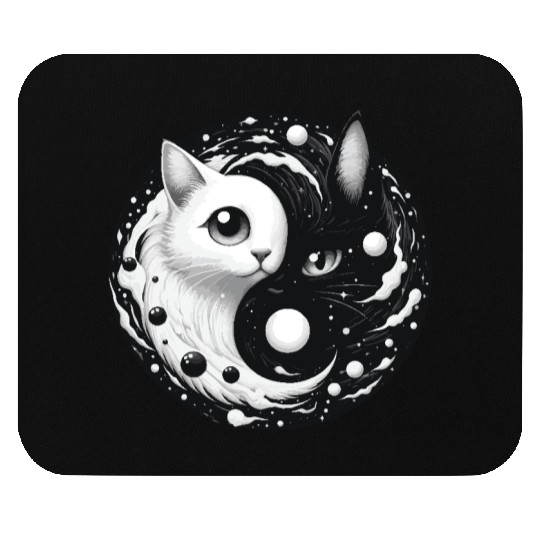 Ying and Yang Cats Asian Meditation Gift Idea Mouse Pads