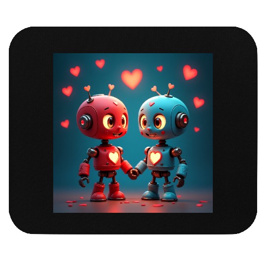 Cute Robot Hearts Mouse Pads