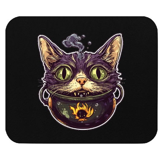 Cat Boiler Cat Witch Halloween Mouse Pads