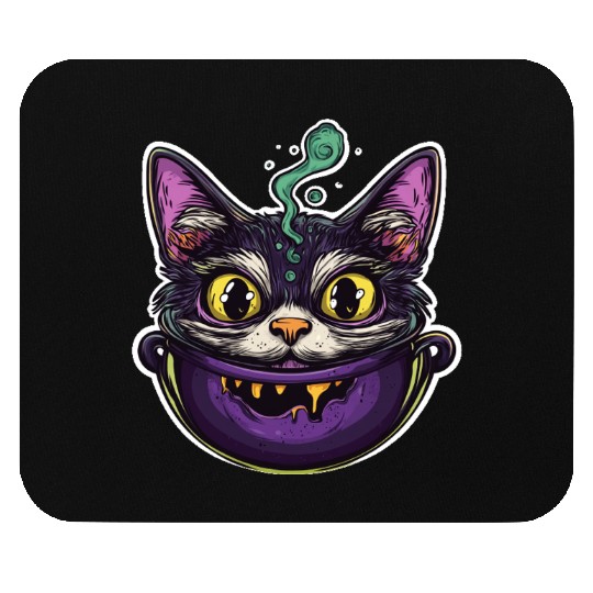 Cat Boiler Cat Witch Halloween Mouse Pads