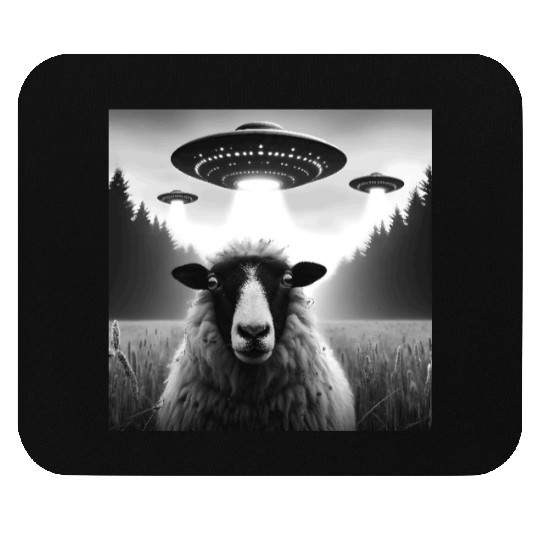 Sheep ram, lamb Funny Graphic Selfie with UFOs Wei Mouse Pads